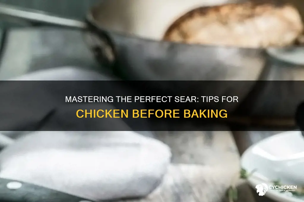 how do you sear chicken before baking