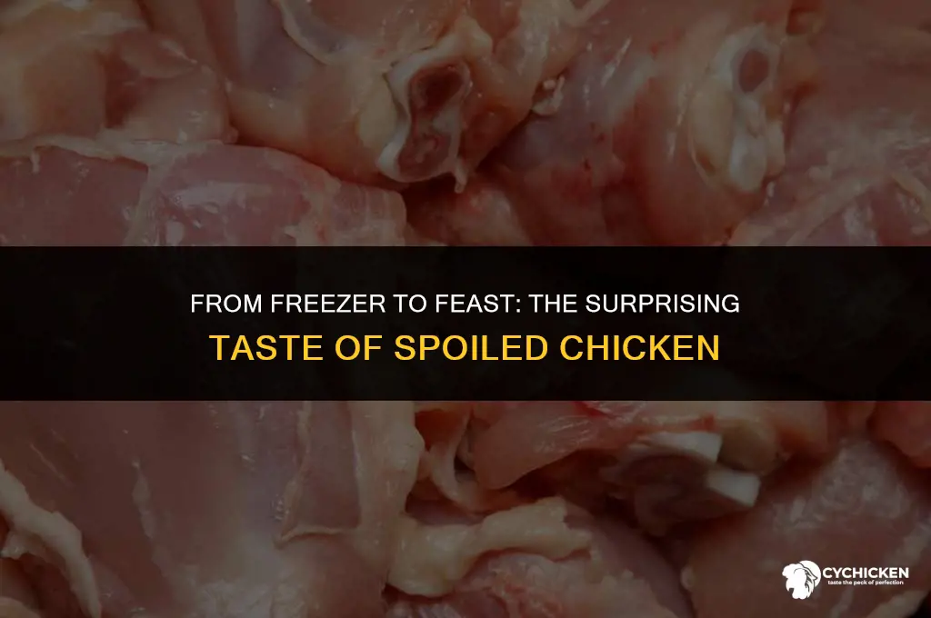 how does chicken when spoled taste if cooked while frozen