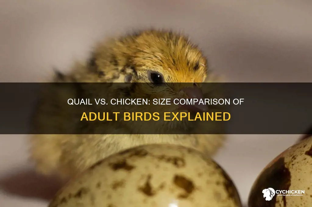 how large adult quail compared to chicken