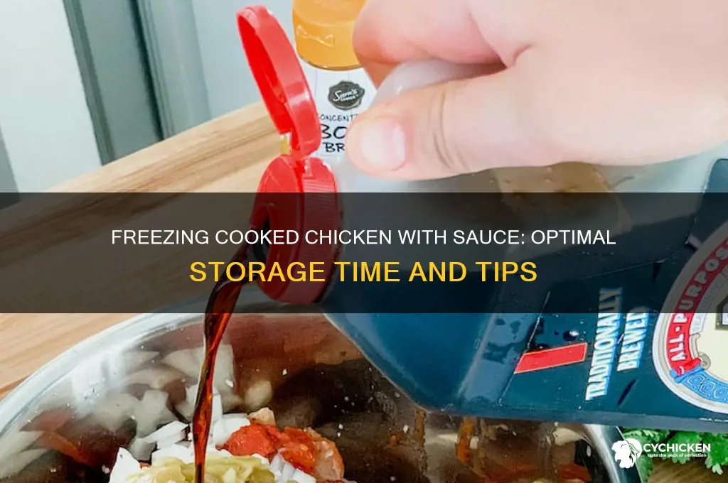 how long can cooked chicken with sauce stay in freezer