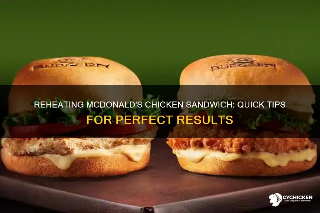 how long to reheat a mcdonalds chicken sandwich