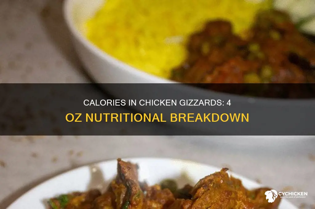 how many calaories in chicken gizzards 4 oz