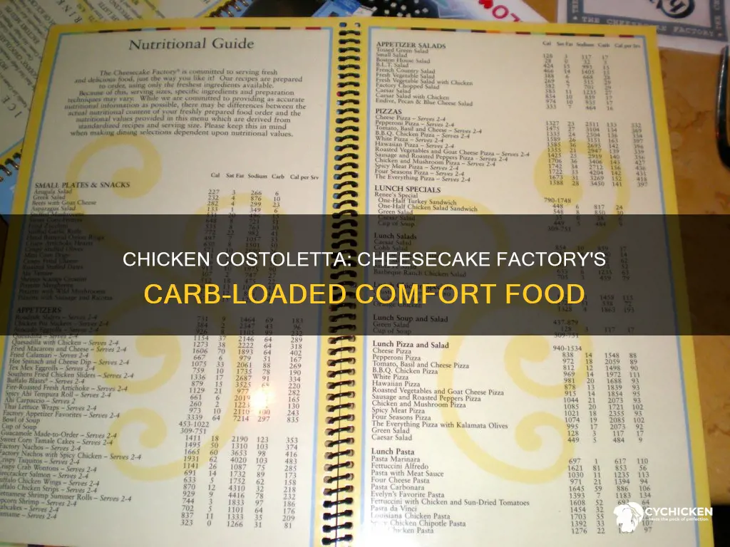 how many carbs are in cheesecake factory chicken costoletta