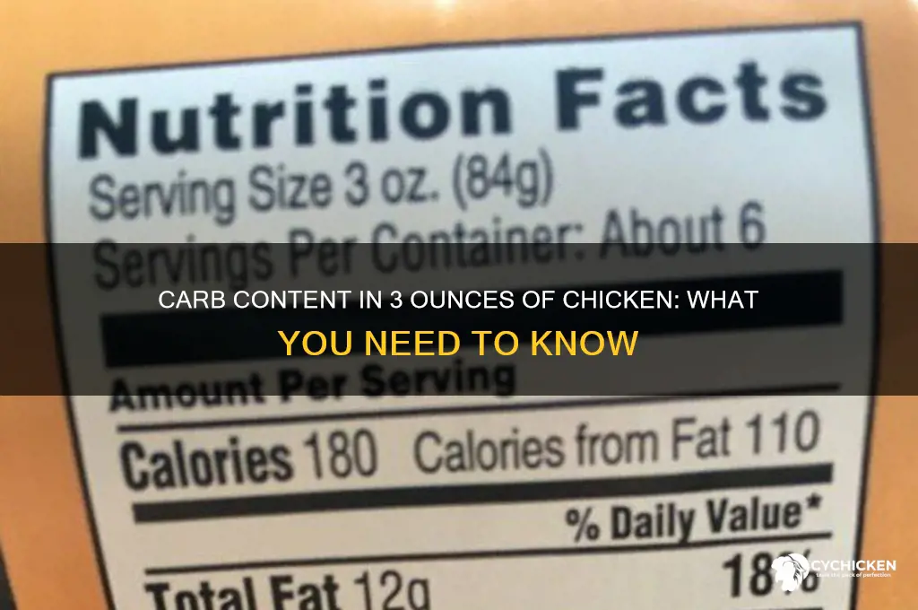 how many carbs in 3 ounces of chicken