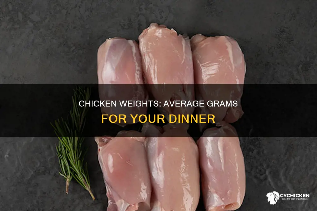 how many grams does an average chicken weigh