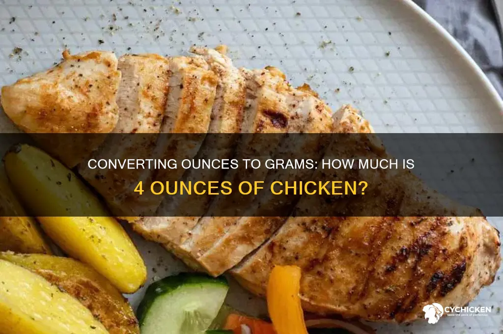 how many grams in 4 ounces of chicken