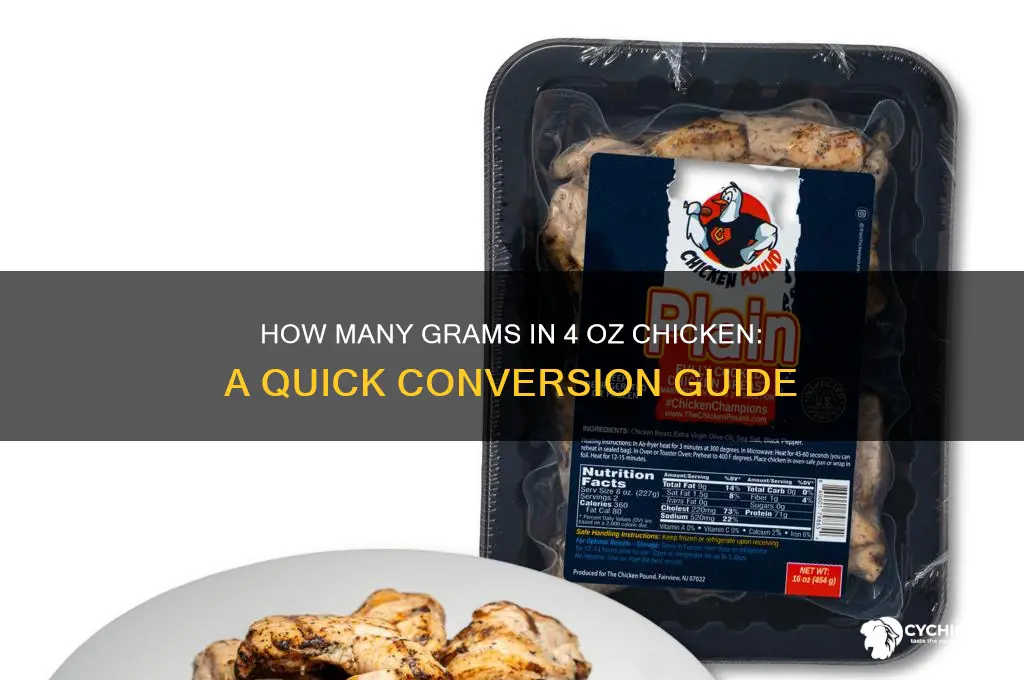 how many grams in 4 oz chicken