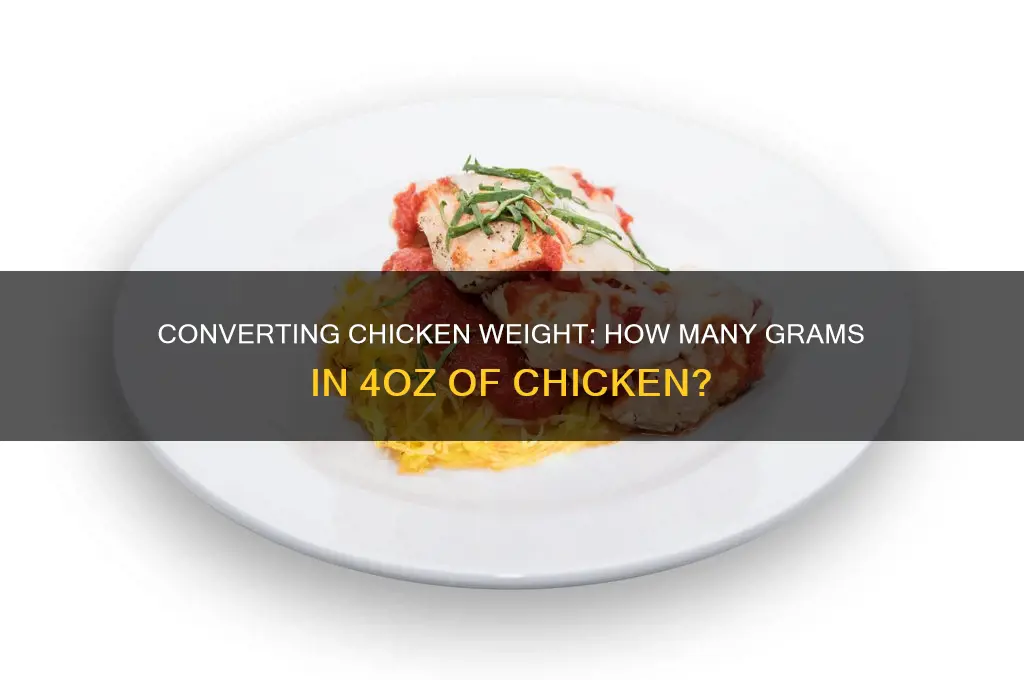 how many grams in 4oz of chicken
