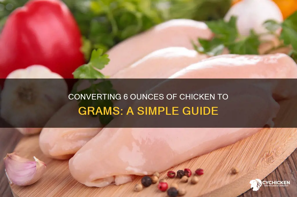 how many grams in 6 oz of chicken