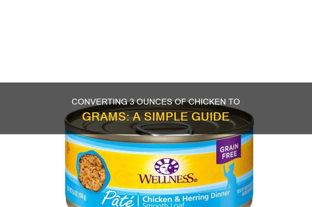 how many grams is 3 oz chicken