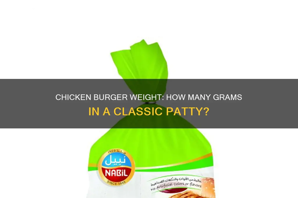 how many grams is a chicken burger