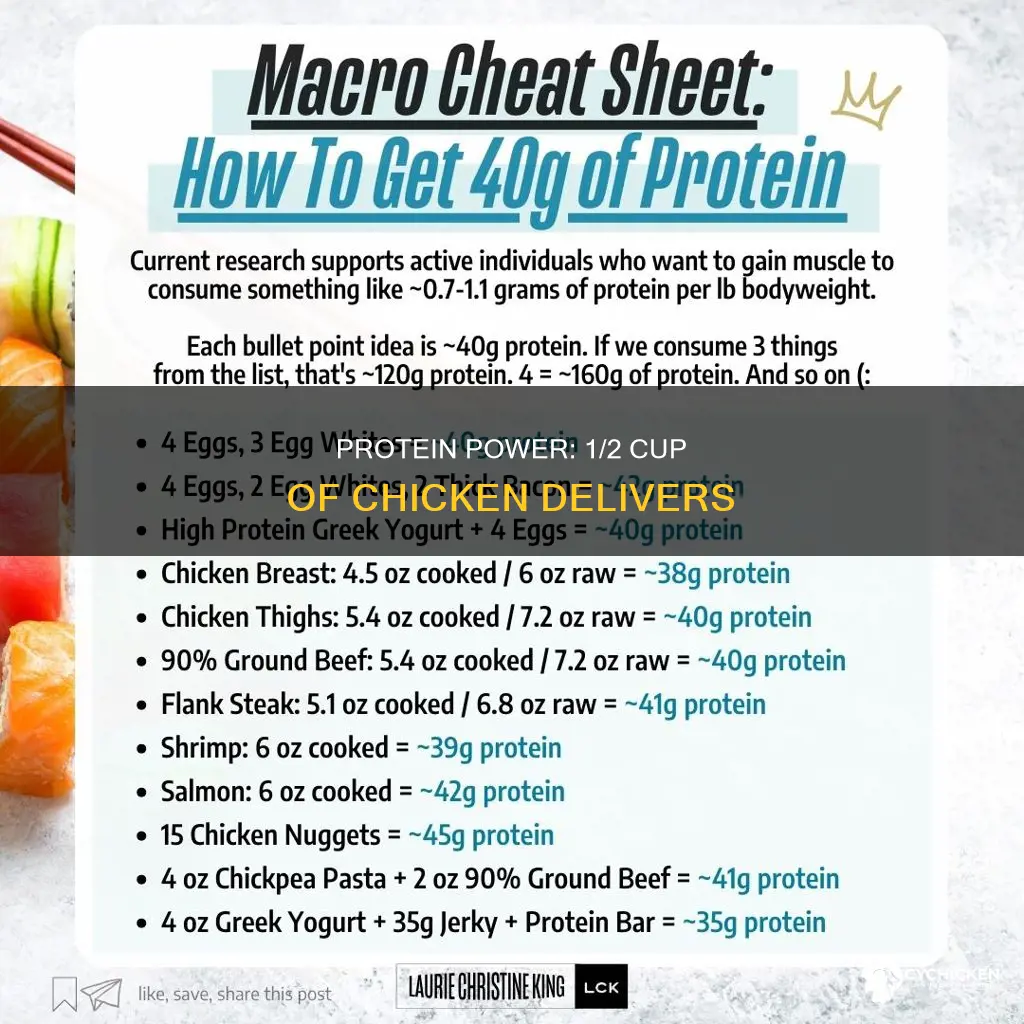 how many grams of protein in 1 2 cup chicken