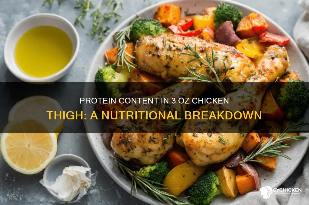 how many grams of protein in 3 oz chicken thigh