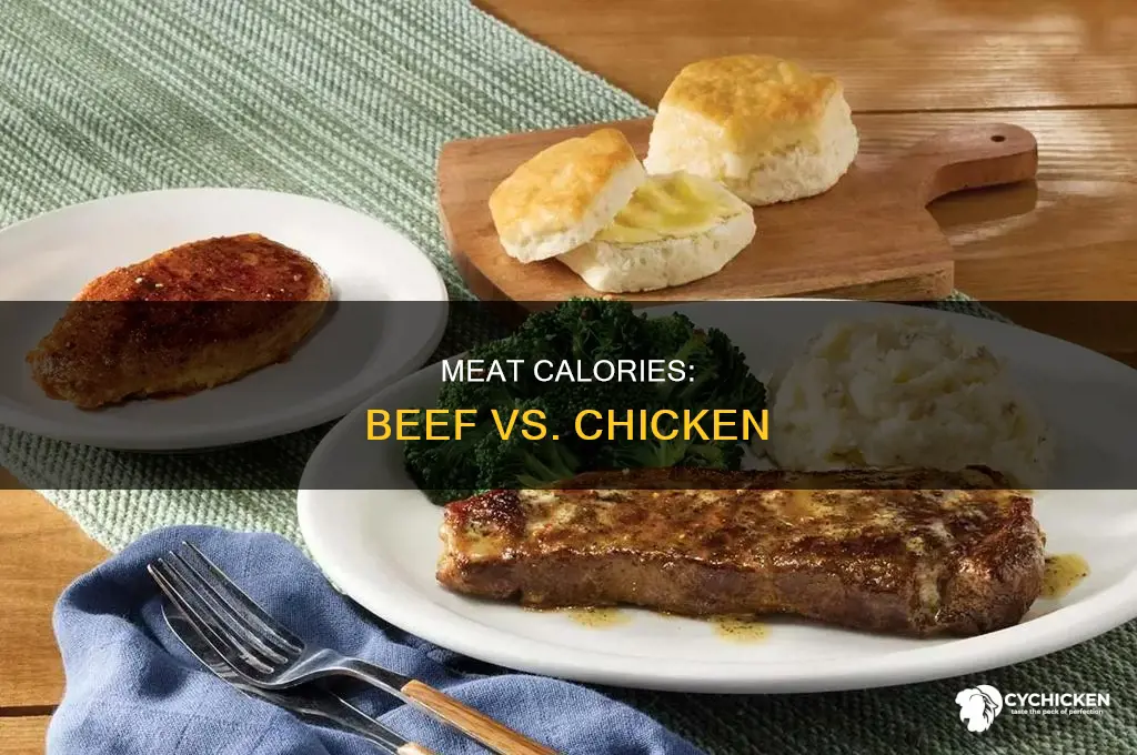 how many more caleries is beef than chicken