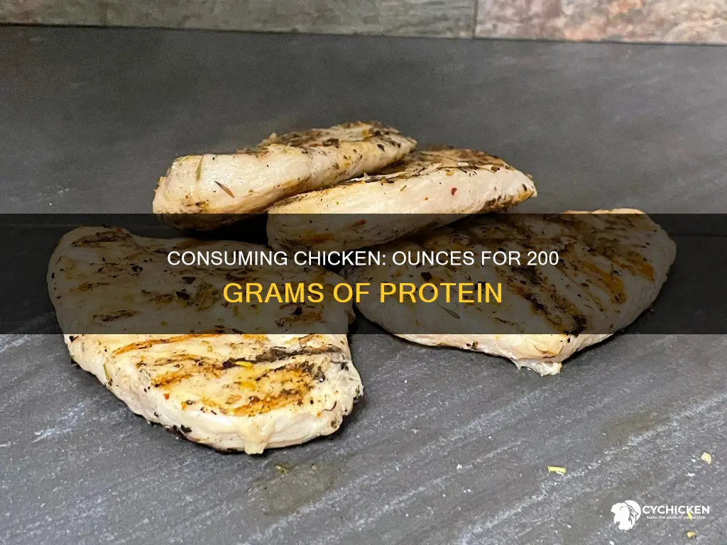 how many oz of chicken equals 200 grams of protein