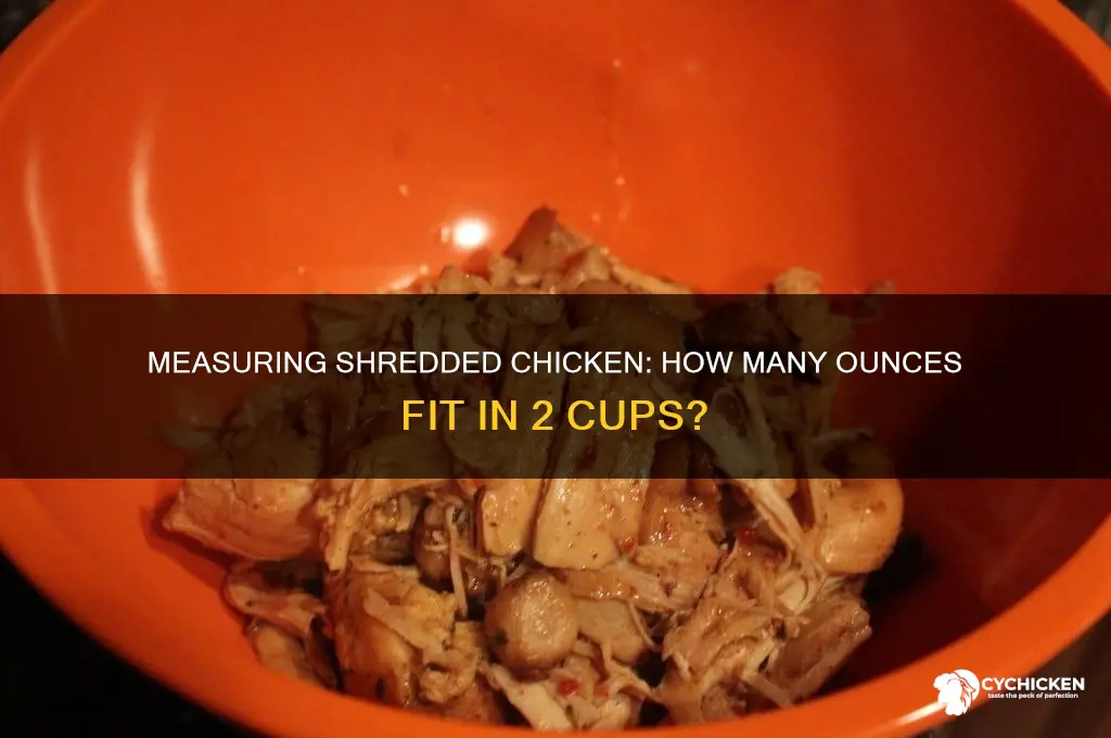 how many oz shredded chicken in 2 cups