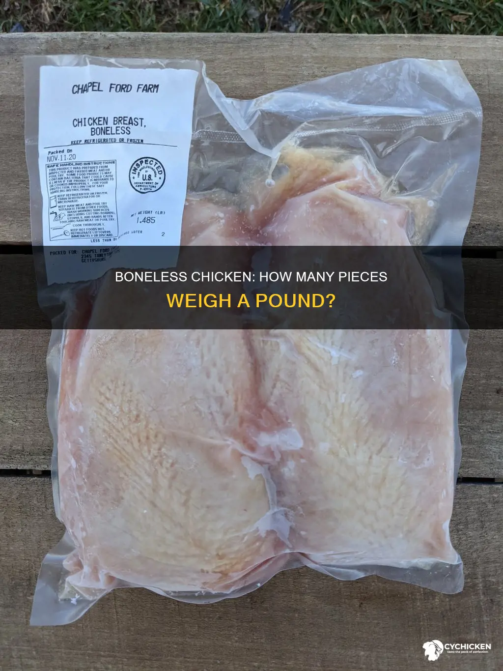 how many pieces of chicken in 1 pound boneless chicken