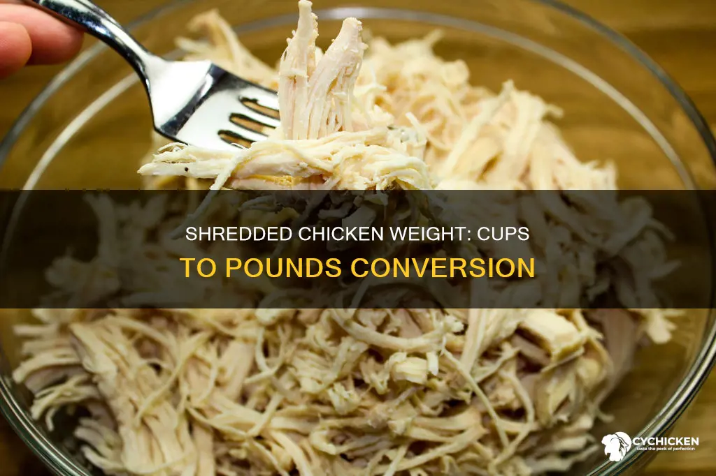 how many pounds is 3 cups of shredded chicken