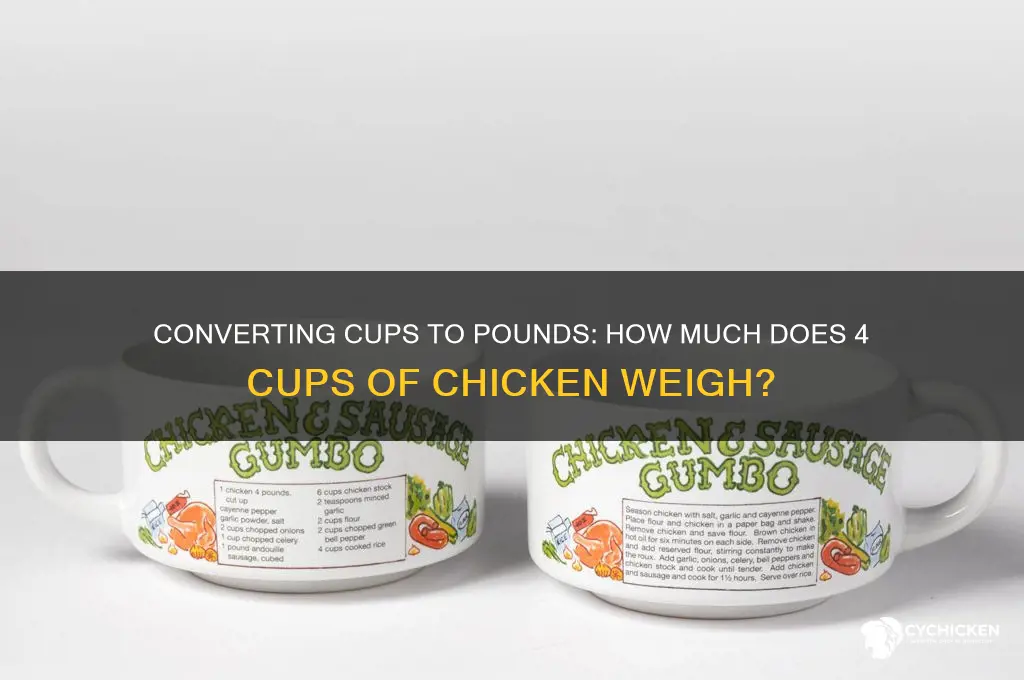 how many pounds is 4 cups chicken