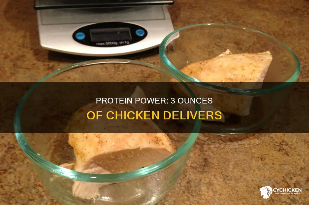how many protein in 3 ounces of chicken