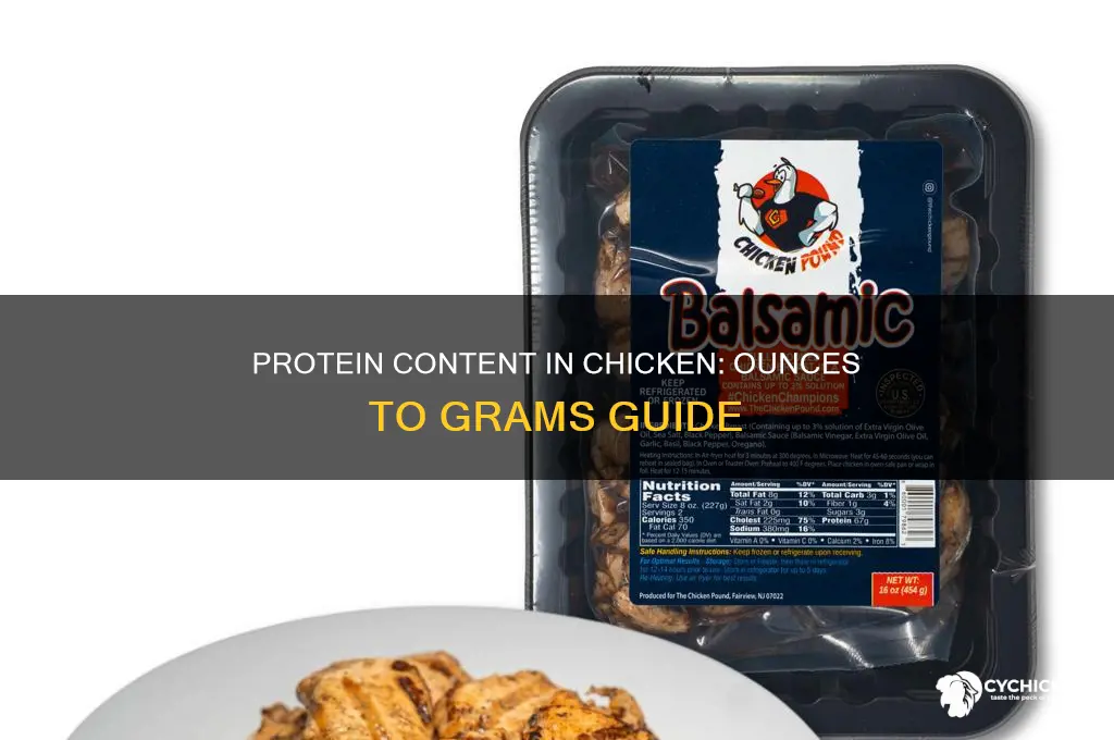 how many protein in ounces of chicken