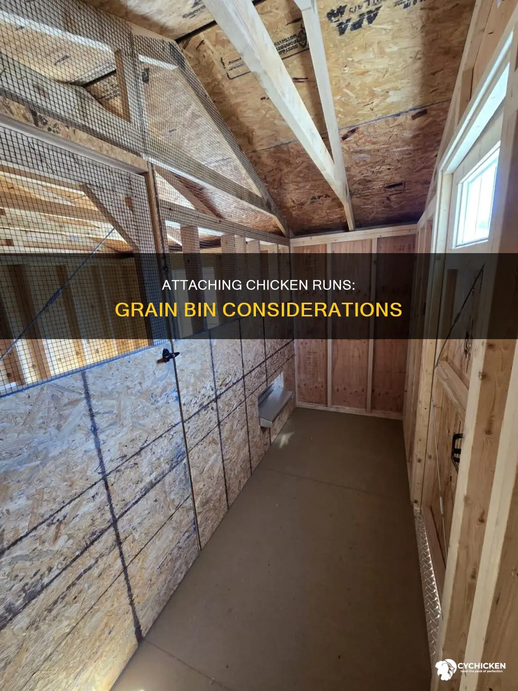 how to attach chicken run to a grain bin