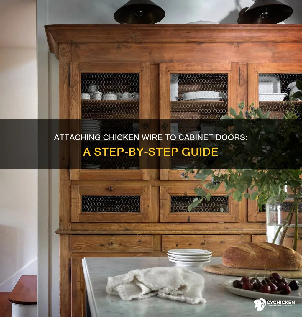 how to attach chicken wire to a cabinet door