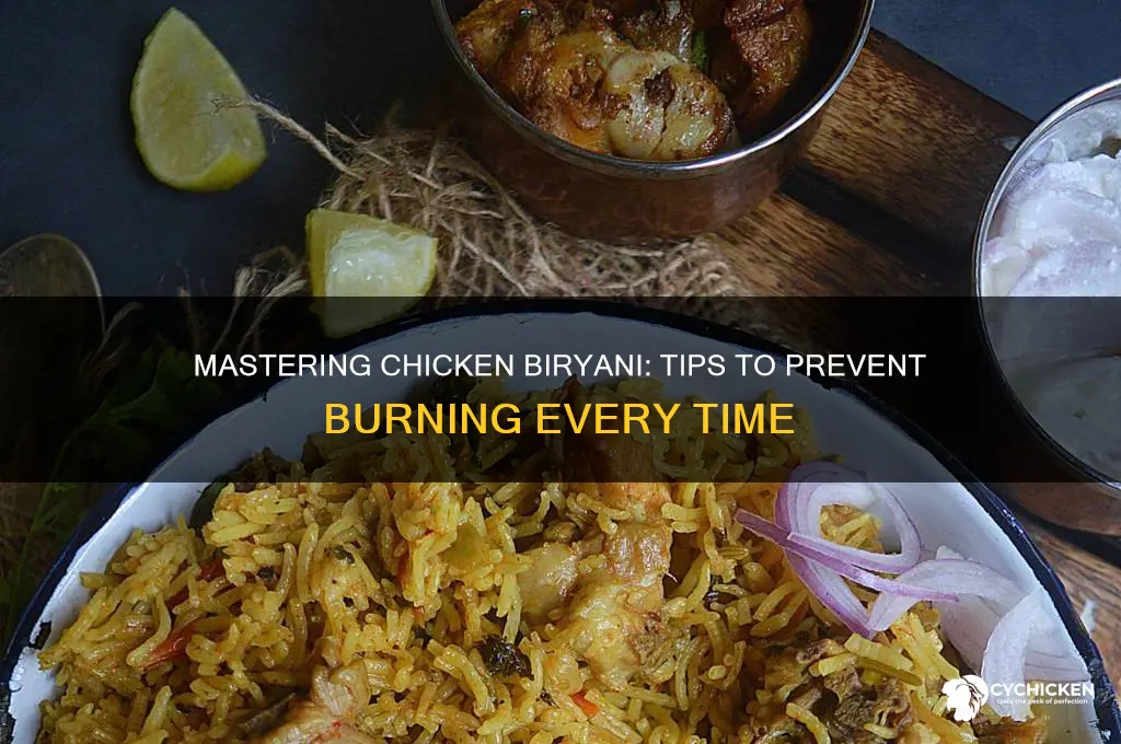 how to avoid burninf of chicken biryani
