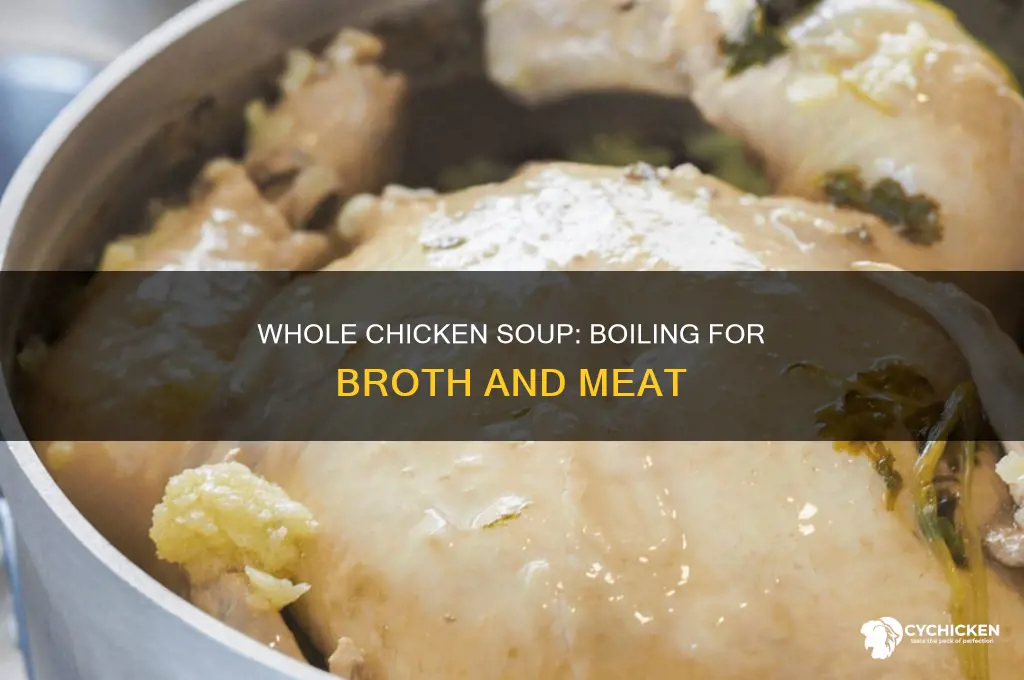 how to boil a whonle chicked for soupcken