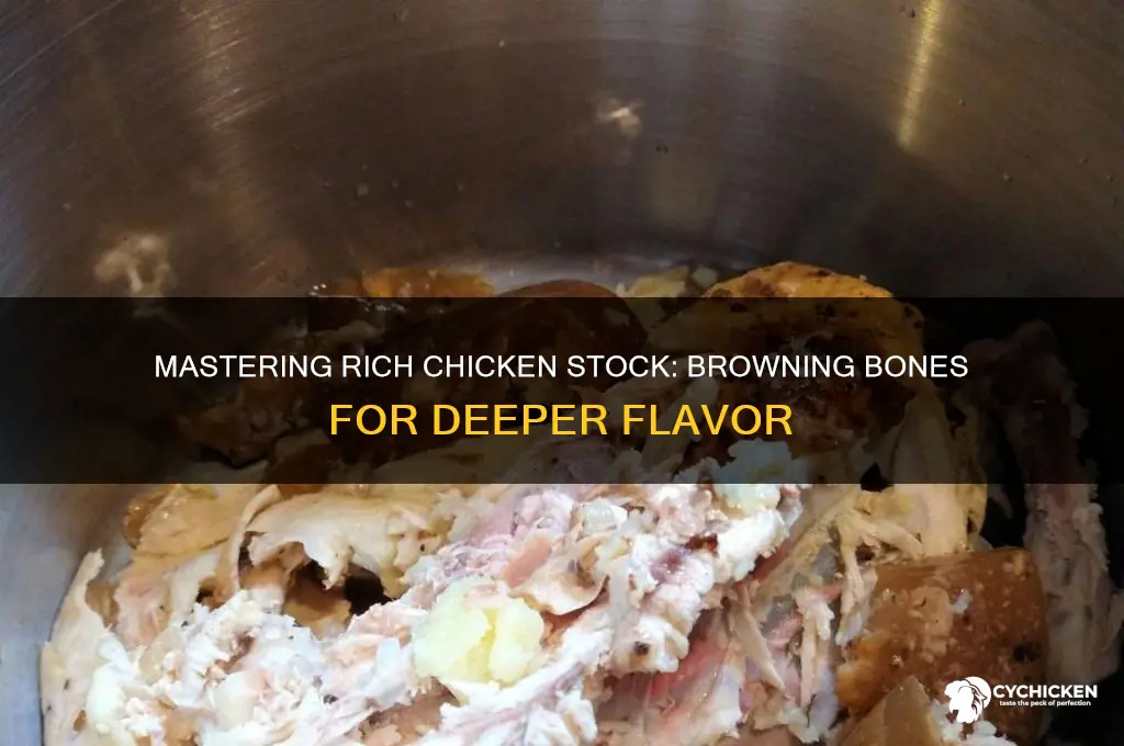 how to brown chicken bones for stock