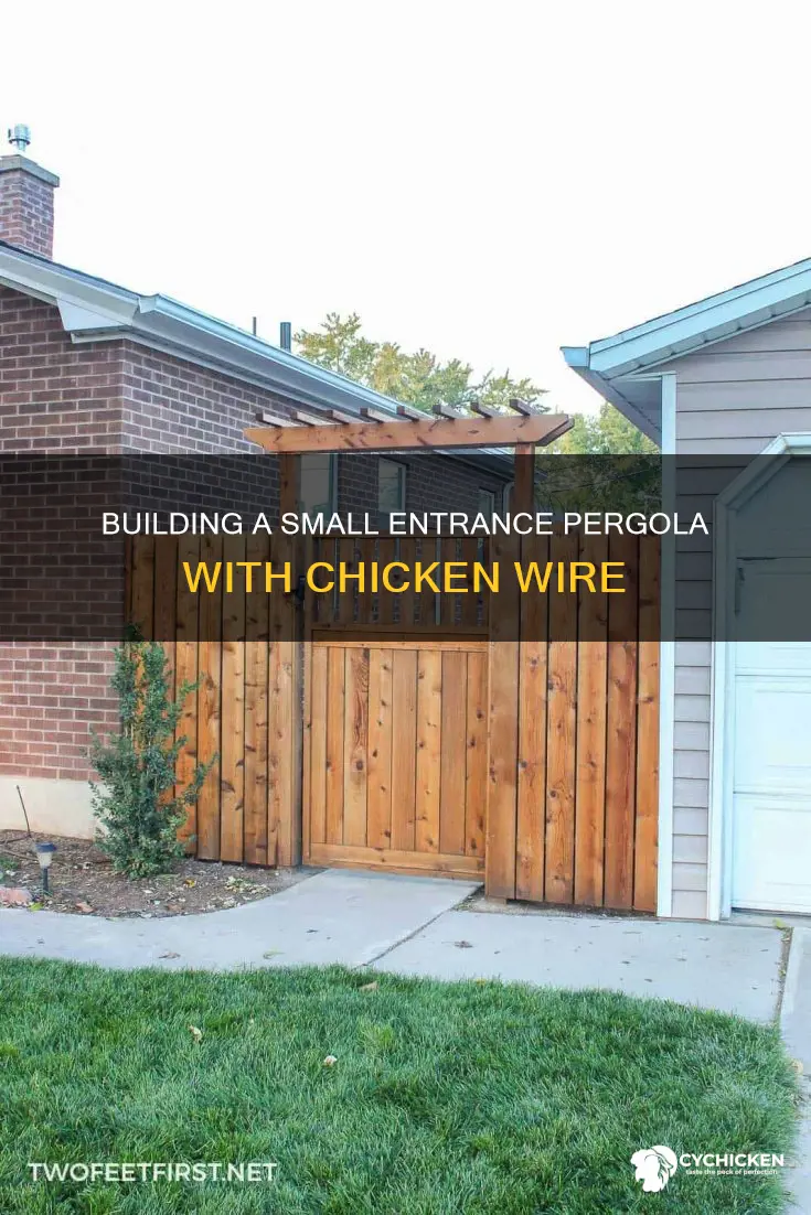 how to build small entrance pergola with chicken wire