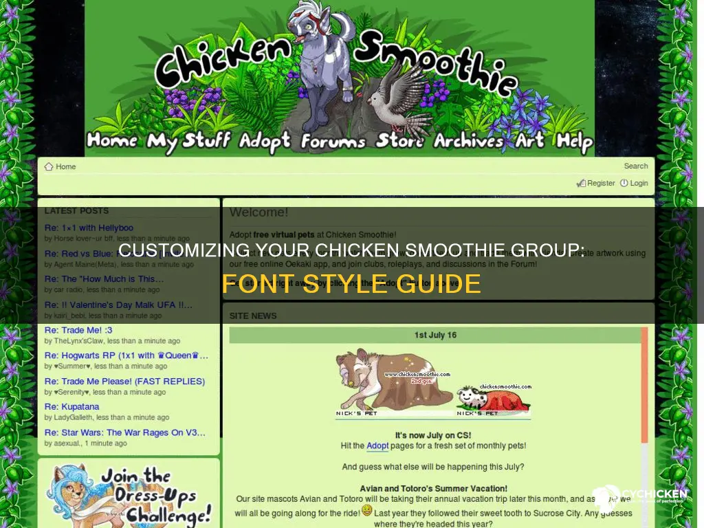how to change font of groups in chicken smoothie
