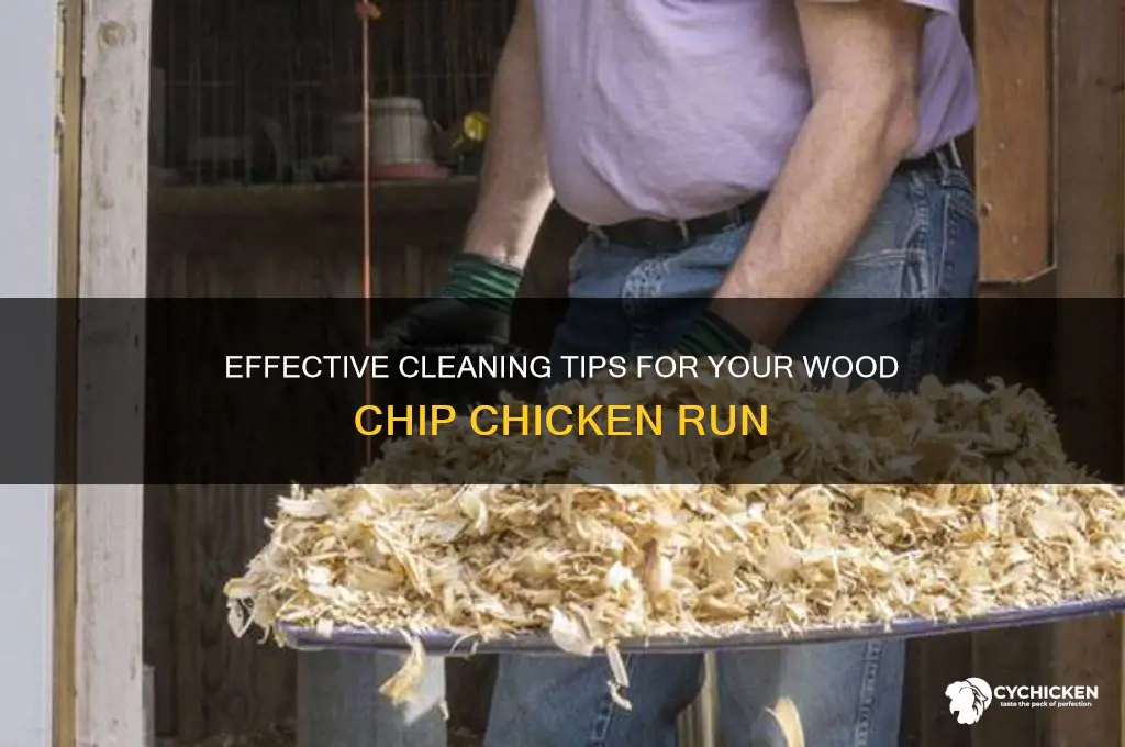 how to clean wood chip chicken run