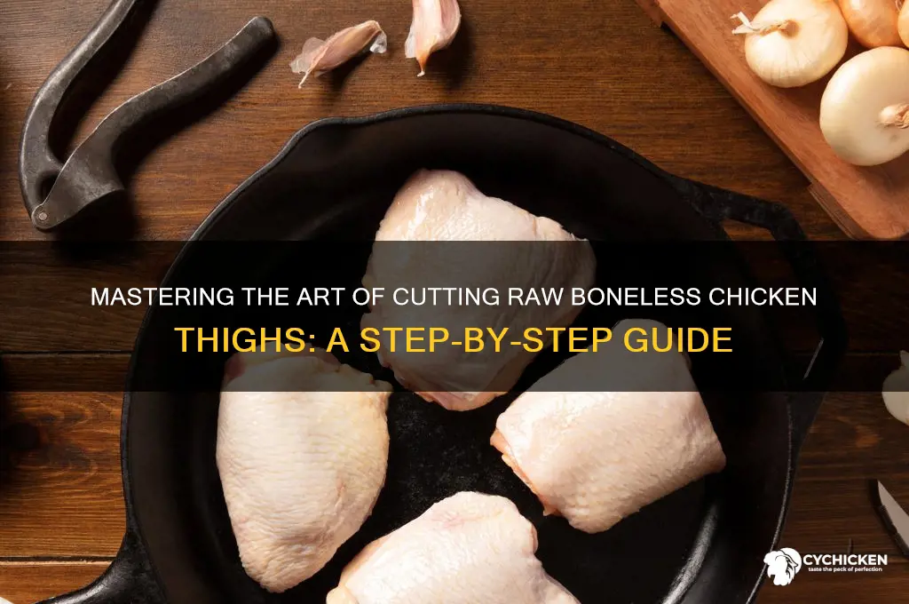 how to cut raw bonless chicken thigh