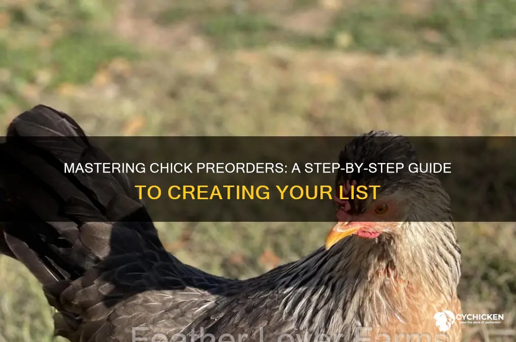 how to do a chick preorder list
