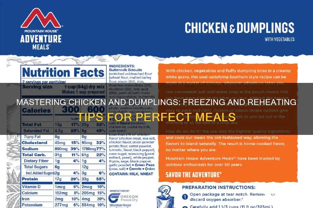 how to freeze and reheat chicken and dumplings