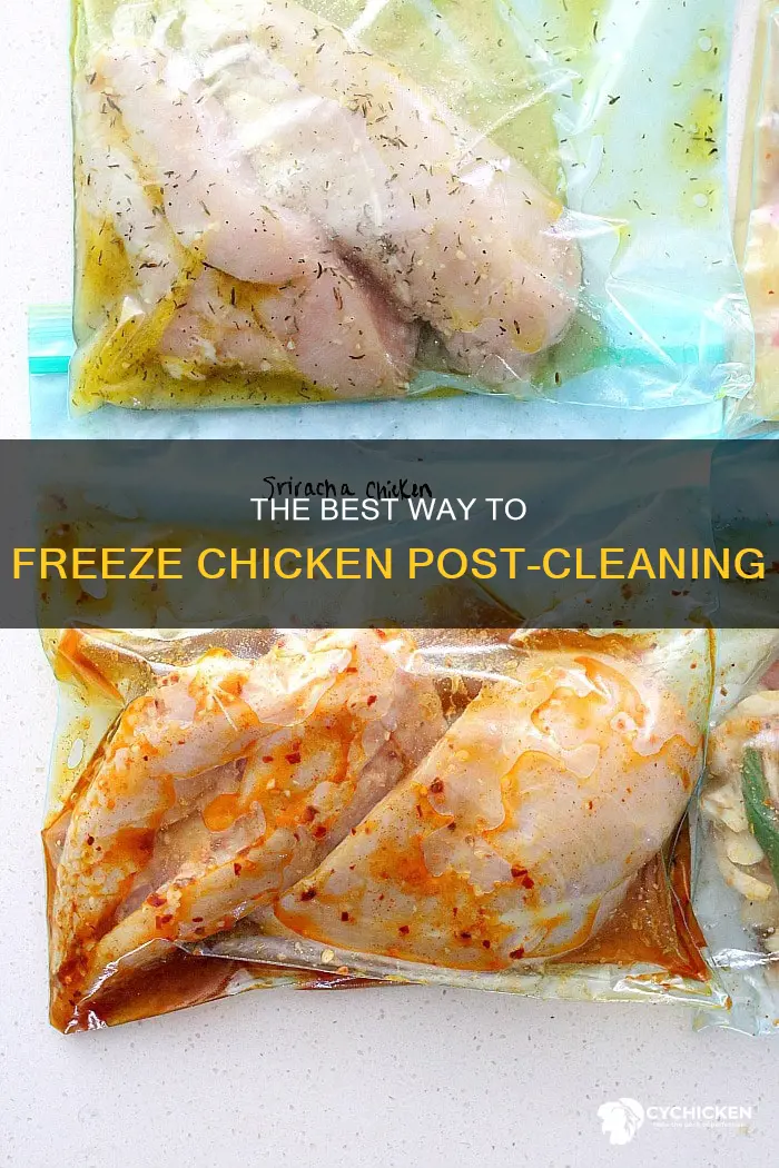 how to freze chicken in the freer after cleaning