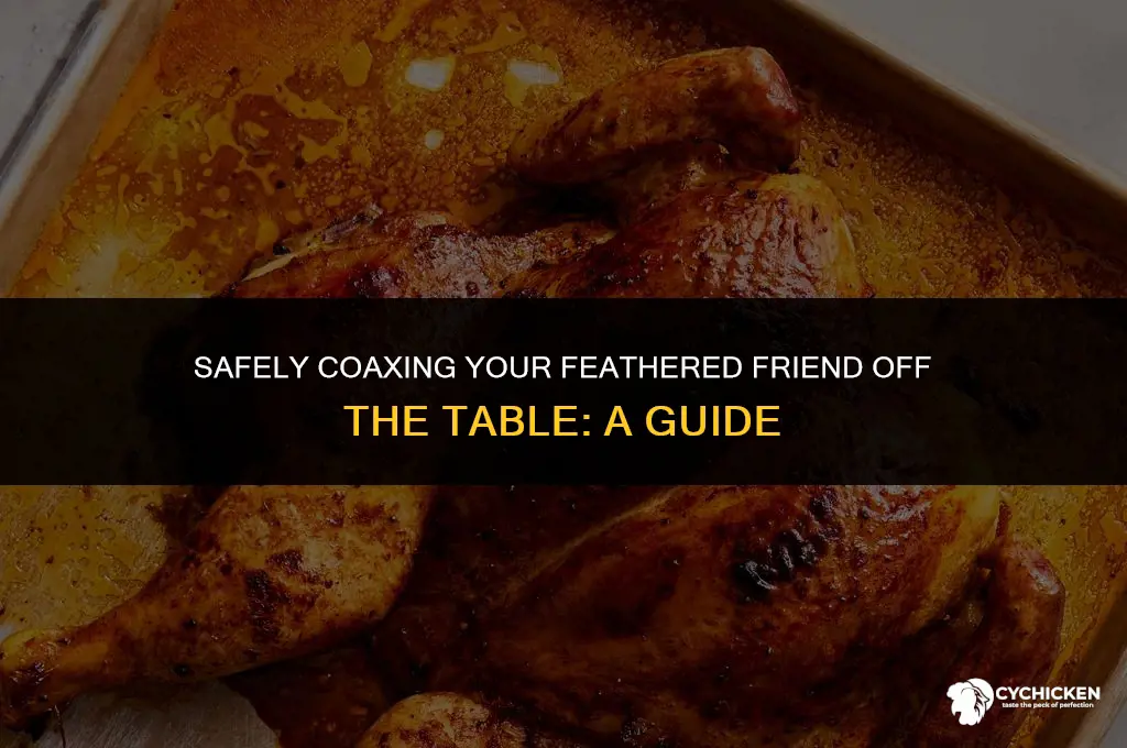 how to get a chicken down from a table