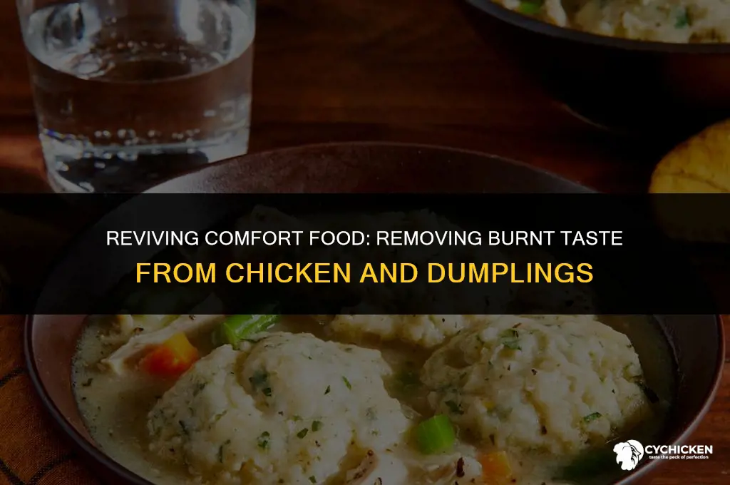 how to get burnt taste out of chicken and dumplings