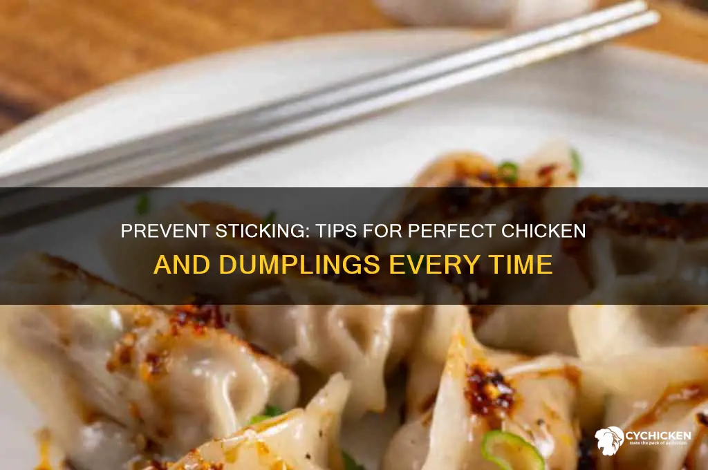 how to keep chicken and dumplings from sticking