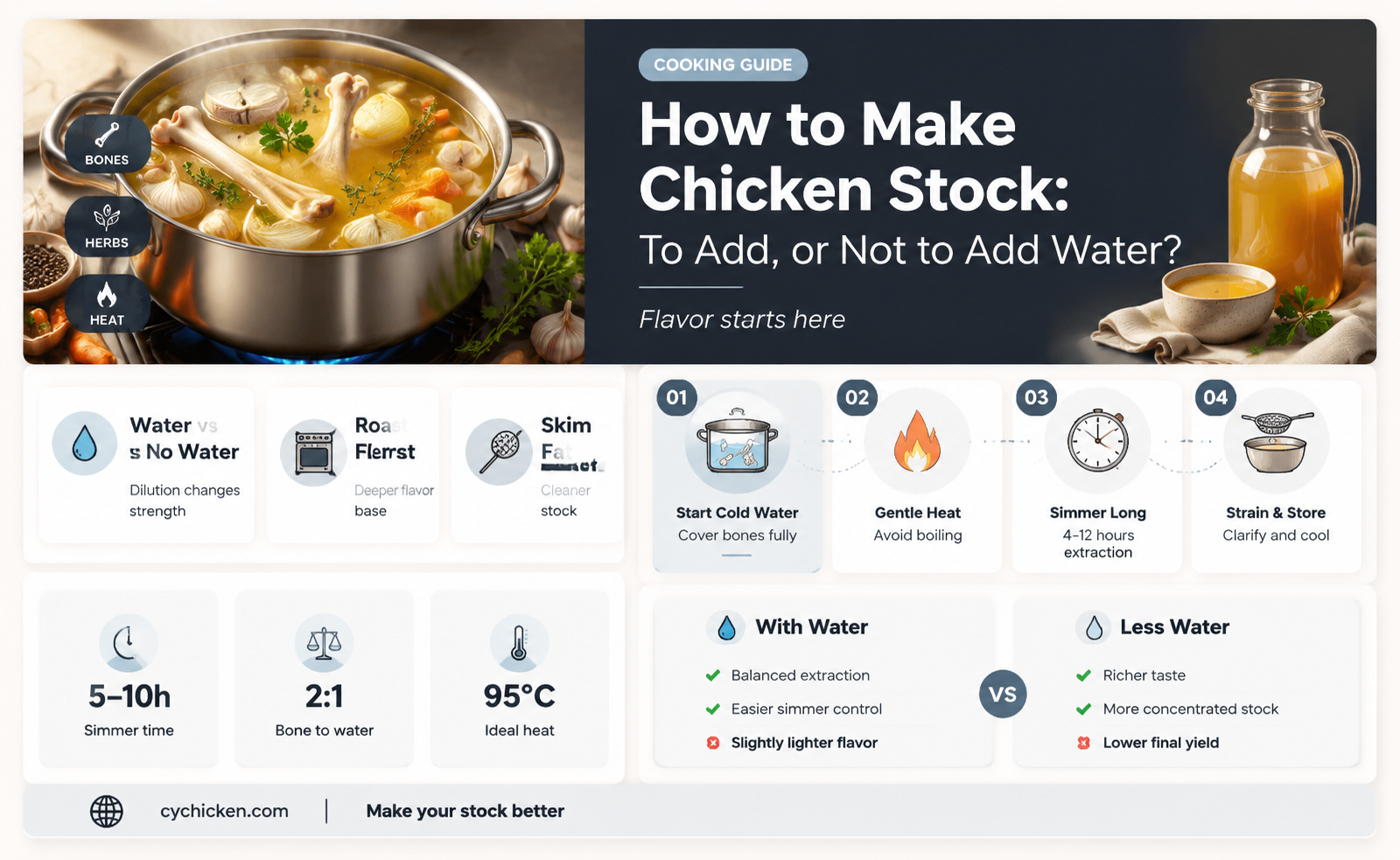 are you supposed to add water to chicken stock