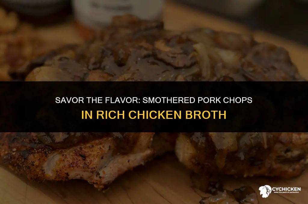 how to make smothered pork chop with chicke broth