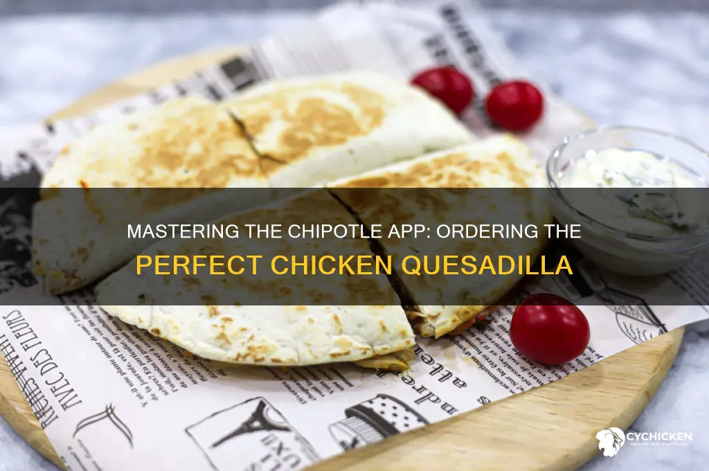 how to order chicken quesadilla from chipotle app