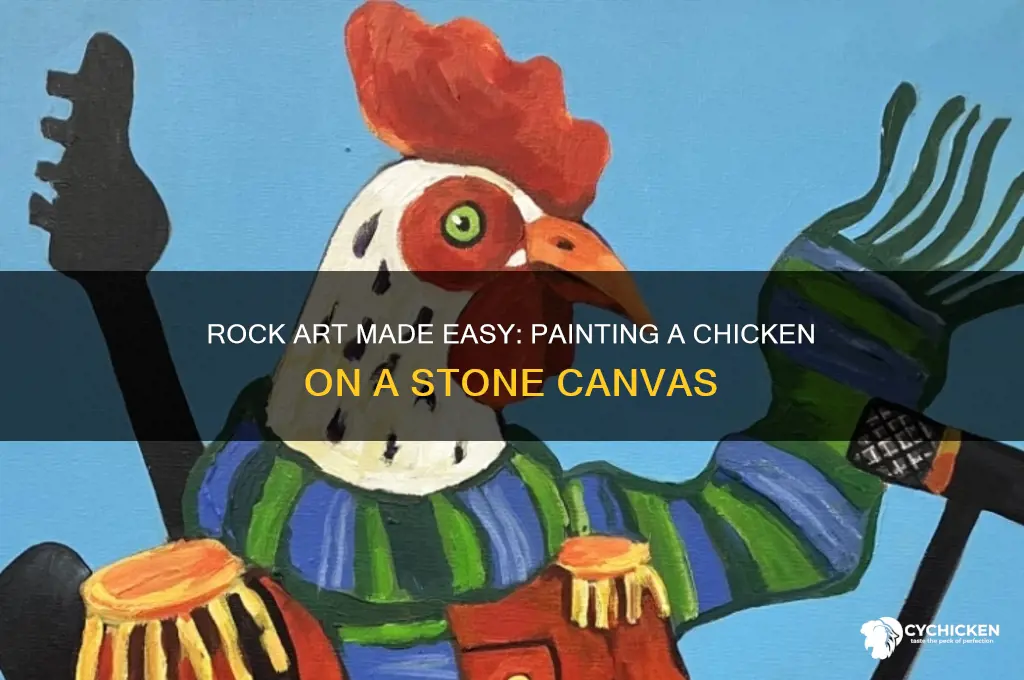 how to paint a chicken on a rock