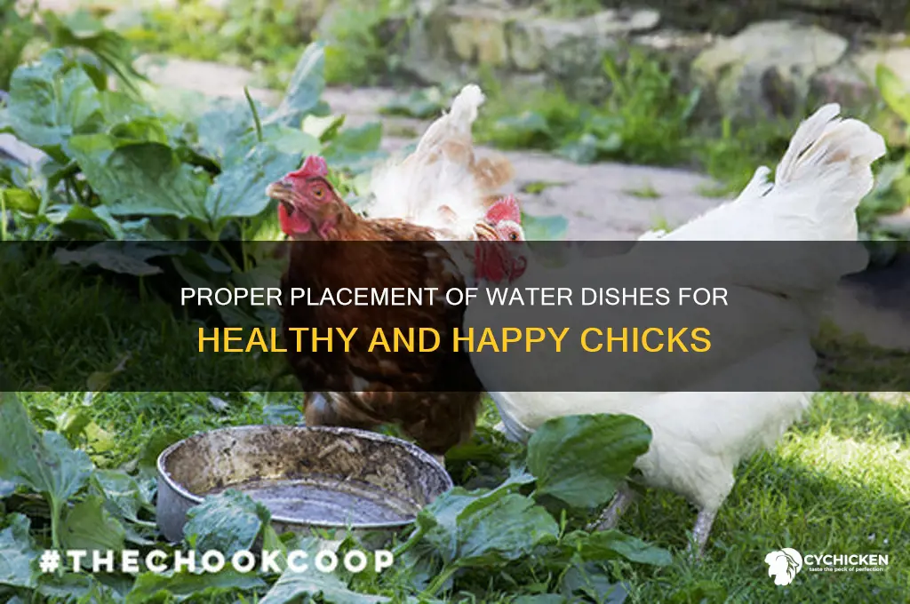 how to place water dish with chicks