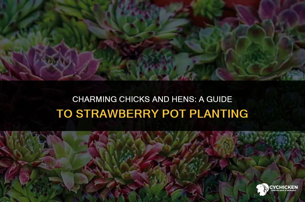 how to plant chicks and hens in a strawberry pot