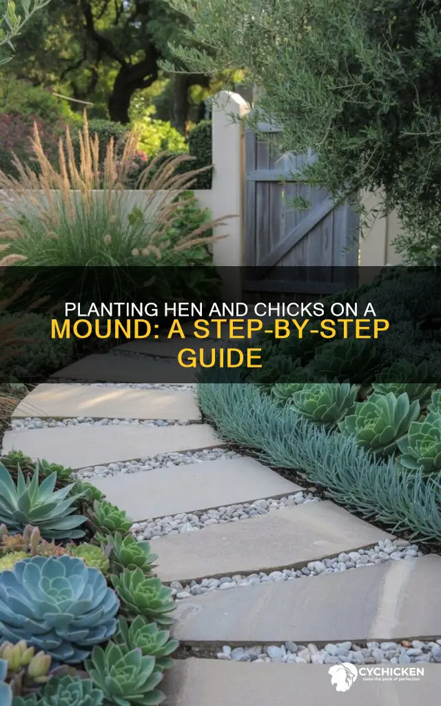 how to plant hen and chick plants on a mound