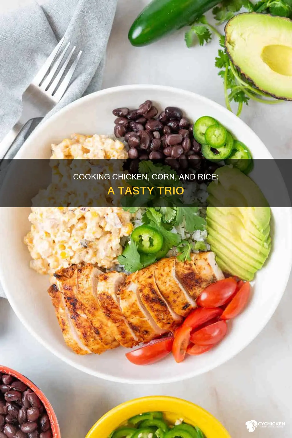 how to prepare white rice with corn and chicken