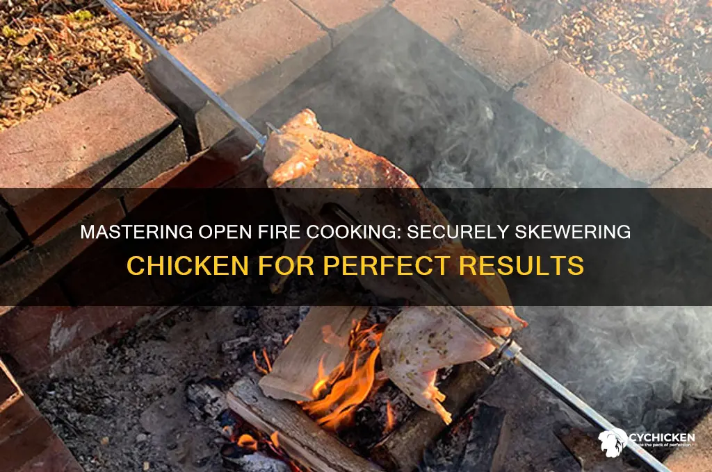 how to ssecure chicken on skewer open fire