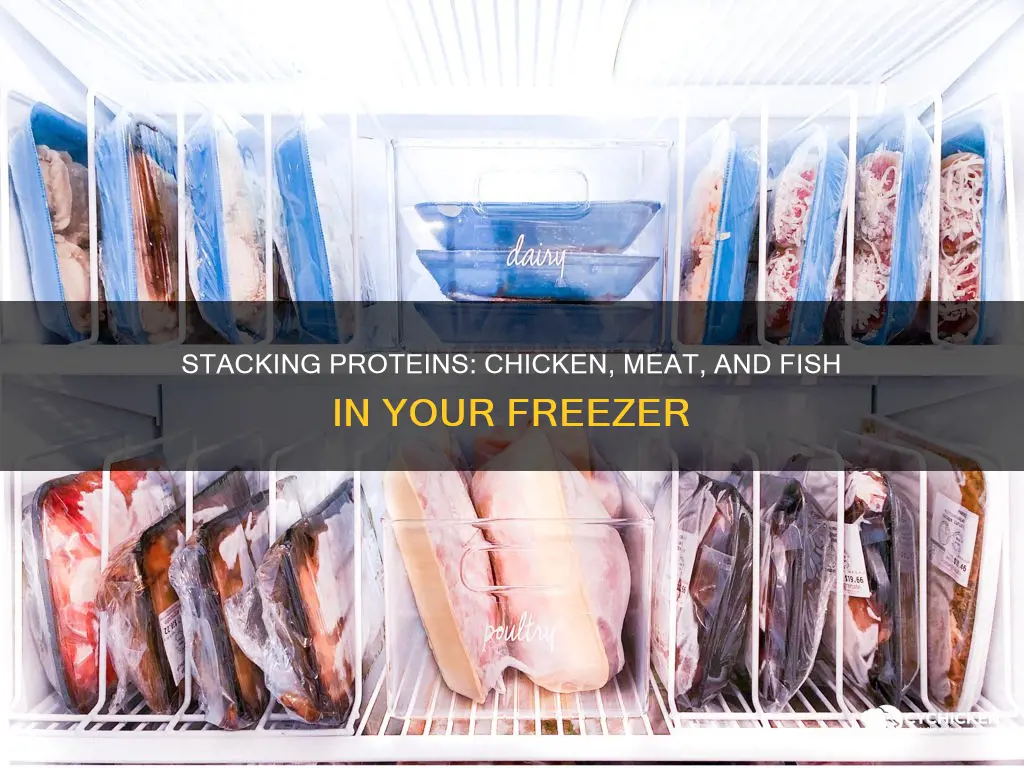 how to stack meat chicken and fish in freezer